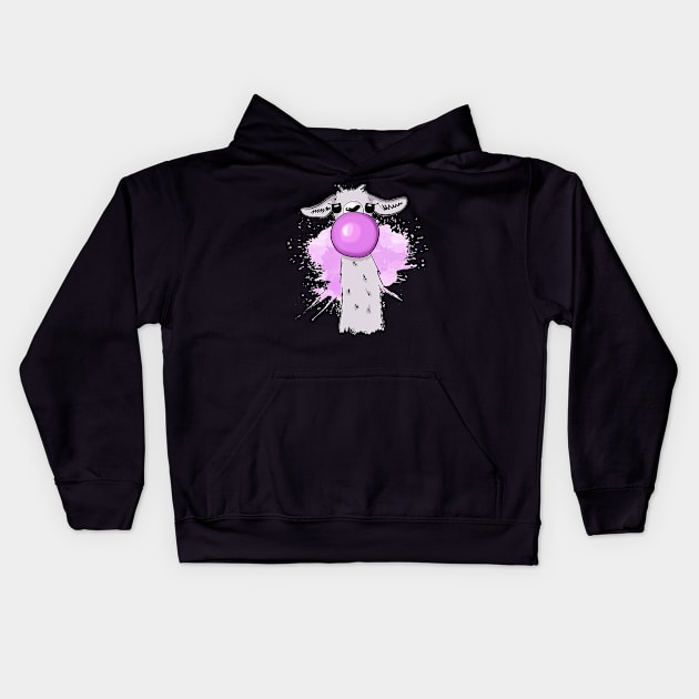 Funny Llama - Blowing Bubble Gum Kids Hoodie by JaydeMargulies